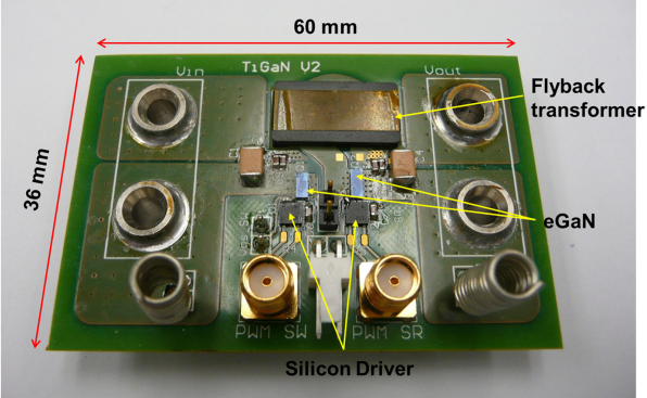 Image of test board for 5MHz, 30W flyback converter with a transformer designed based on proposed approach