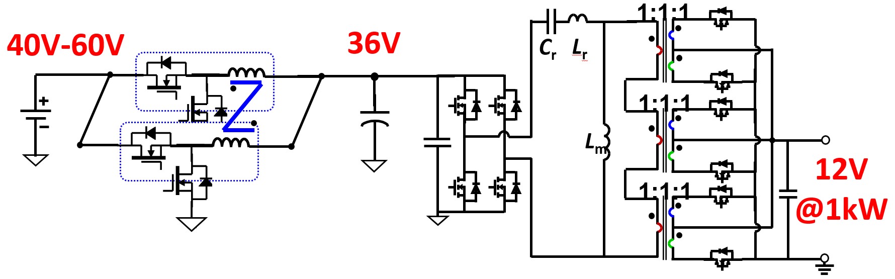 Image of two stage structure with matrix transformer.